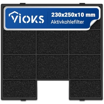Abbildung von VIOKS 1x Aktivkohlefilter Dunstabzugshaube 230x250x10mm Ersatz für Amica FWK 250 Dunstabzug Filter Kohlefilter Abzugshaube Aktivkohle KF 17142