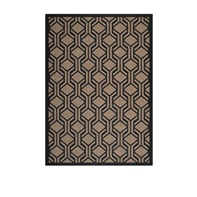 Abbildung von SAFAVIEH Zeitgenössische Teppich für Wohnzimmer, Esszimmer, Schlafzimmer Courtyard Collection, Kurzer Flor, Braun und Schwarz, 122 X 170 cm