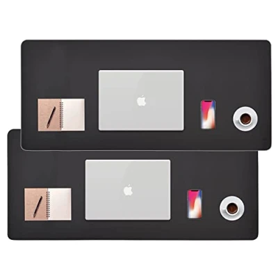 Abbildung von Rhombutech XXL Mauspad, Schreibtischunterlage, Notebookunterlage, Schreibtischschutz. Ideal im Büro oder für Zuhause (Set 2X [80 x 40cm], Black)