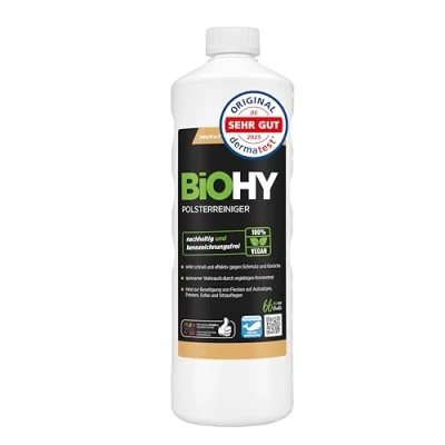 Abbildung von BiOHY Spezial Polsterreiniger (1l Flasche) Konzentrat für Sofas, Polstermöbel, Teppiche &amp; Textilien Nasssauger Waschsauger Fleckentferner effektiver Textilerfrischer