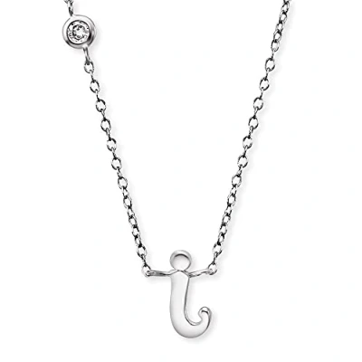 Abbildung von Engelsrufer Halskette aus Sterling Silber mit Anhänger Buchstabe I besetzt einem Zirkonia Stein in zwei Längen verstellbar Länge: 44cm