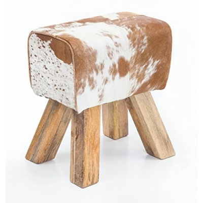 Abbildung von FINEBUY Sitzhocker SuVa6435_1 (Turnbock Ziegenfell Braun / Weiß 40 x 30 47 cm), Turnhocker Springbock, Hocker Fellhocker Modern
