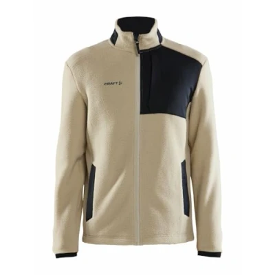 Abbildung von Craft ADV EXPLORE PILE FLEECE JACKET Fleecejacke Herren 3XL Ecru Black Recyceltes Material Brusttaschen mit Reißverschluss Sweatjacke Activewear für