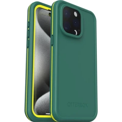 Abbildung von OtterBox Fre Hülle für iPhone 15 Pro Max MagSafe, Wasserdicht (IP68), stoßfest, schmutzabweisend, schlanke mit integriertem Displayschutz, 5x getestet nach Militärstandard, Grün