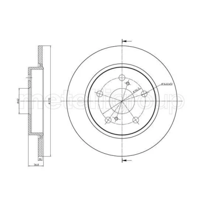 Abbildung von METELLI 23 1022C Bremsscheibe 270,0 10,0 5 62,0 voll lackiert TOYOTA: Auris Schrägheck, Kombi, Corolla XI Limousine