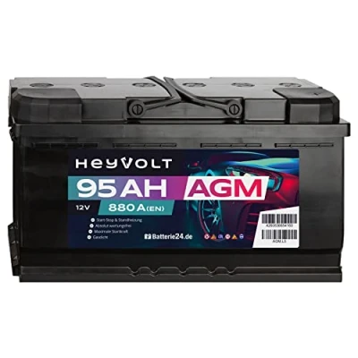 Abbildung von HeyVolt AGM Autobatterie 12V 95Ah 880A/EN Starterbatterie, Start Stopp &amp; Standheizung geeignet, absolut wartungsfrei