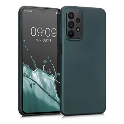 Abbildung von kwmobile Case kompatibel mit Samsung Galaxy A23 4G / 5G Hülle Schutzhülle aus Silikon metallisch schimmernd Handyhülle Metallic Petrol