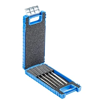 Abbildung von PFERD Diamant Nadelfeilen Set 5 tlg. 140mm D126 (mittel) für harte Werkstoffe, Datensatz, Flache Datei, Abfalleimer, Halbrundfeile, Quadratische Aluminium, Stahl, Messing, Bronze, Eisenguss, Cast steel, Zink, Kupfer, 140 mm, Deutschland