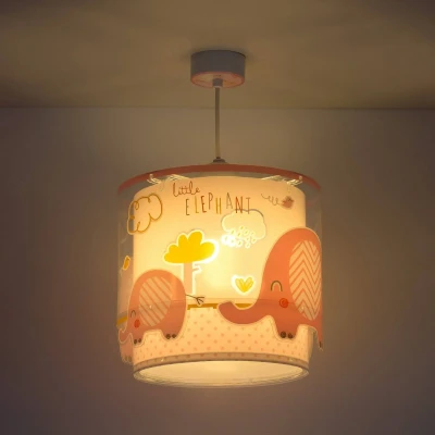 Abbildung von Dalber Lampe kinderzimmer, kinderlampe Pendelleuchte Hängelampe, Deckenleuchte Kinder, Deckenlampe kinderzimmer Little Elephant Elefant Tiere Rose, 61332S, E27