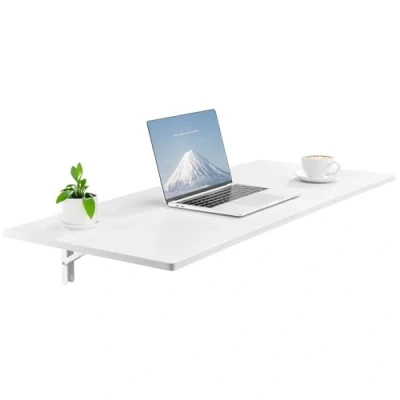 Abbildung von VEVOR Wall Mounted Folding Table wandmontierter Tisch, weiß, 110 x 46 cm