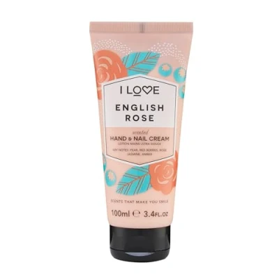 Abbildung von I Love English Rose Scented Hand &amp; Nail Cream, Packed With Shea Butter Coconut Oil to Rejuvenate Nourish the Skin, 93% Natural Derived Ingredients Including Vitamin, Vegan Friendly 100ml