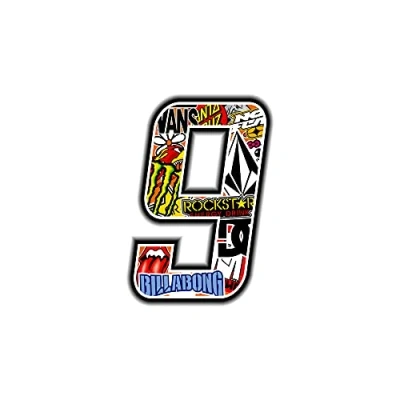 Abbildung von 4R Quattroerre.it 13359 Startnummer 9 Aufkleber für Motorräder, Sticker Bomb, 10 x 7.5 cm