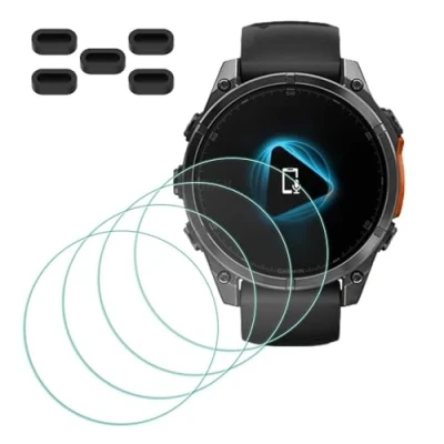 Abbildung von MTHGH Schutzfolie für Garmin fenix 8 47mm Sapphire Solar Smartwatch Displayschutzfolie [4 Stück] + Anti Staub Stecker 5 Stück, Glas 9H Härte Kratzer Blasenfreie Ultradünne Panzerfolie
