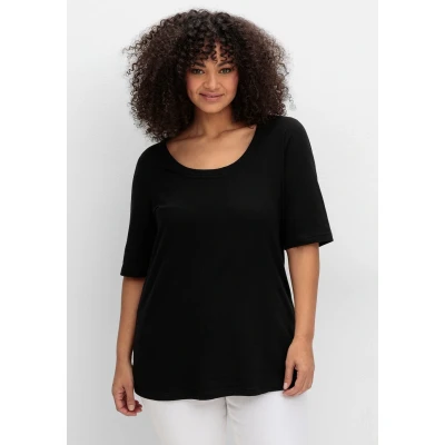 Abbildung von Sheego T Shirt Große Größen mit weitem Rundhalsausschnitt, in Rippstruktur