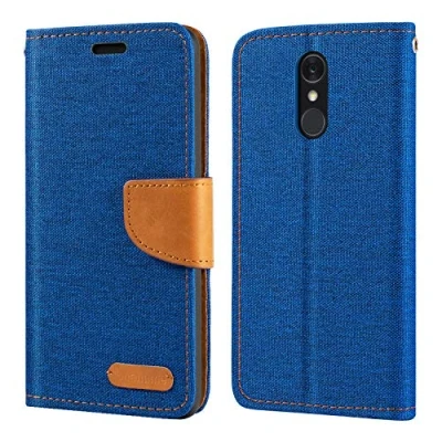 Abbildung von LG Q7 Hülle, Oxford Leder Wallet Case mit Soft TPU Back Cover Magnet Flip für Plus
