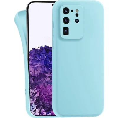 Abbildung von MyGadget Hülle kompatibel mit Samsung Galaxy S20 Ultra robuste Handyhülle TPU Case Slim Silikonhülle Back Cover Kratzfest Schutzhülle Matt Hellblau