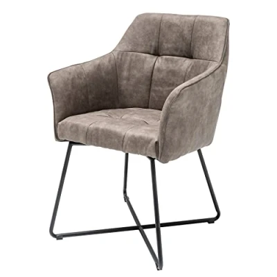 Abbildung von riess ambiente Polsterstuhl LOFT vintage taupe / schwarz (Einzelartikel, 1 St), Esszimmer · Microfaser mit Armlehne Retro