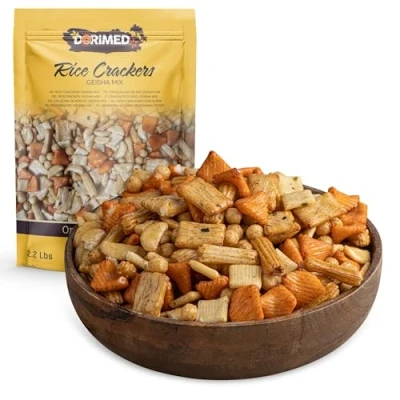 Abbildung von Reiscracker, Geisha Mix 1 kg I Reis Cracker Snack Vietnamesischer und japanischer Geschmack mit einem Hauch von Salz, Paprika Soja Ein knuspriger gerösteter asiatischer