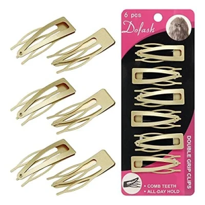Abbildung von Dofash Double Grip Haarspangen Snap Metall Haar Griffe Zubehör (Gold 6pcs)