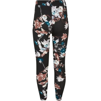Abbildung von Urban Classics SOFT AOP Leggings Hosen für Kinder, Größe: 158/164, Blacksoftflower