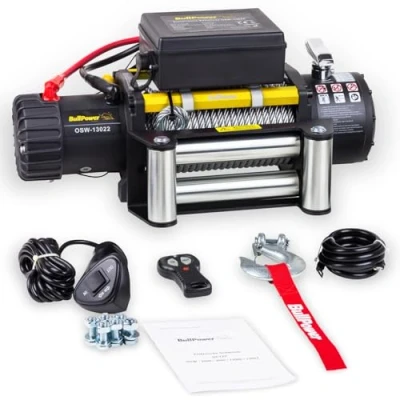 Abbildung von Bullpower Elektrische Seilwinde Offroad 4x4 Motorwinde Seilzug 12V 13000lbs 5900kg OSW 13000 Mattes Design, integrierter Motorkühlung und verstärktem Rahmen