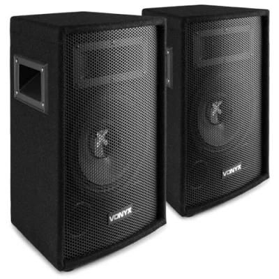 Abbildung von Vonyx SL8 PA Lautsprecher Passiv Set, 2x 400 Watt Partyboxen 8 Zoll Passiv, Disco, DJ Party mit Griffe, Lautsprecherboxen Tophat Schwarz