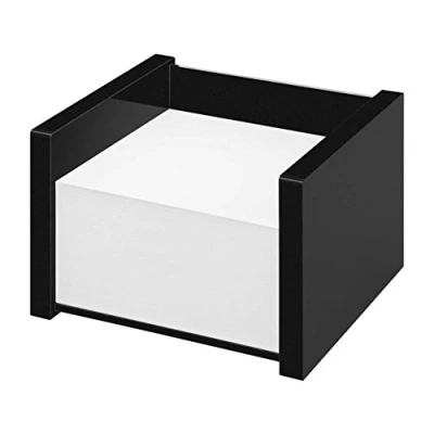 Abbildung von Wedo 637001 Zettelbox Black Office, aus Acrylglas, inklusive 500 Blatt Notizpapier, Gummifüße 10, 9 x 10 7, 5 cm, im Geschenkkarton, Schwarz