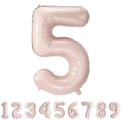 Abbildung von Geburtstag zahlen luftballon 5 jahre Folienballon Kindergeburtstag deko Rosa Mädchen Junge jahr 40&quot; 101cm Geburtstags fliegt mit Helium