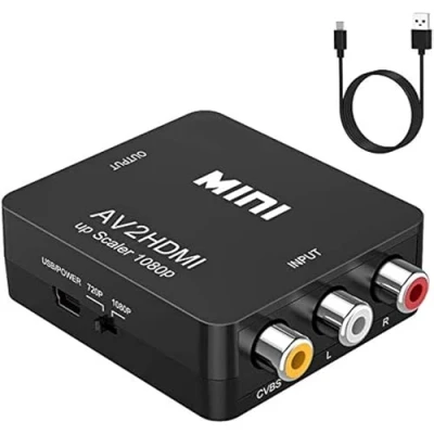 Abbildung von Lerkely Video Konverter RCA auf HDMI zu HDMI, AV Konverter, 1080P Composite CVBS Audio Adapter