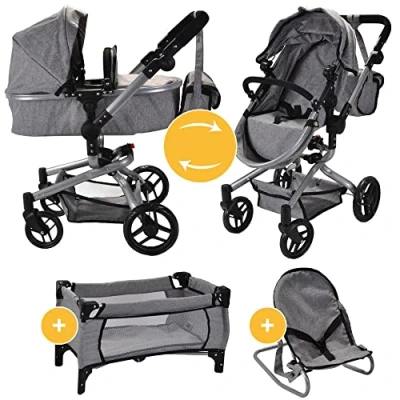 Abbildung von Puppenwagen Buggy, Bett und Wippe, Puppen bis 50 cm. Bandits &amp; Angels