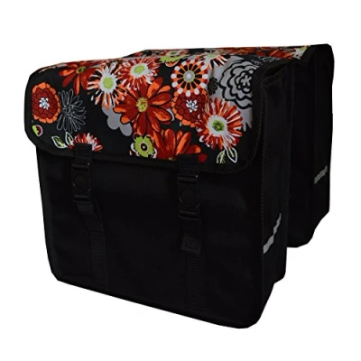 Abbildung von Aves 24 FAHRRADTASCHE Satteltasche Gepäckträgertasche Doppel Fahrrad 26&quot; 28&quot;, 20. Duo Blumen (rot)