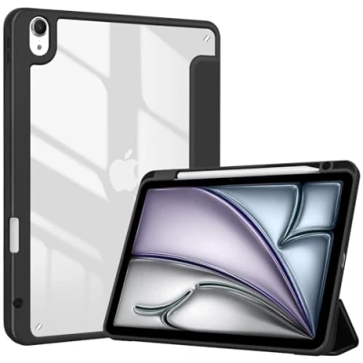 Abbildung von ProCase Hülle für iPad Air 11 Zoll M2 2024/ 5./4. Generation(2022/2020) 10.9 mit Stifthalter, Case Cover transparenter Rückseitenschale Schutzhülle 11&quot; (M2)/5/4 Schwarz