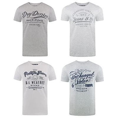 Abbildung von riverso T Shirt Herren Printshirt RIVLeon Regular Fit (4 tlg) Kurzarm Tee mit Rundhalsausschnitt aus 100% Baumwolle
