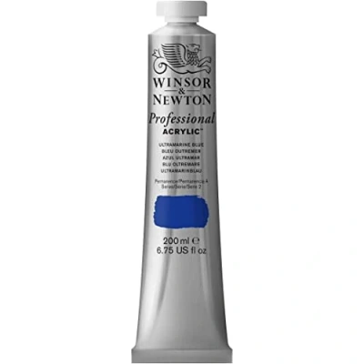 Abbildung von Winsor &amp; Newton 2337664 Professional Acrylfarbe in Künstlerqualität, hohe Farbbrillanz Deckkraft, Archivqualität, 200ml Tube Ultramarinblau