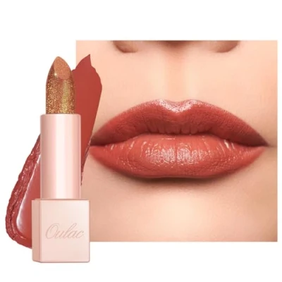 Abbildung von OULAC Feuchtigkeits Glanz Lippenstift Rötlich Braun, Schimmernder mit Glänzender Oberfläche, Cremige Textur, Lippenpflege für Feuchtigkeitsspendende Lippen, Infinity Moisture, Vegan 09 Fussy