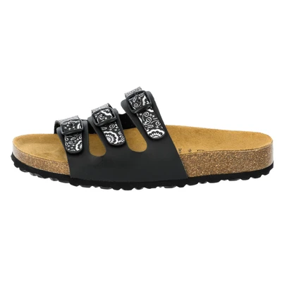 Abbildung von Lico Damen Bioline Flower Pantoletten, Schwarz Silber, 36 EU