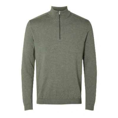 Abbildung von Selected Homme Slhberg HALF ZIP Strickpullover, Herren, Größe: Small, Khaki