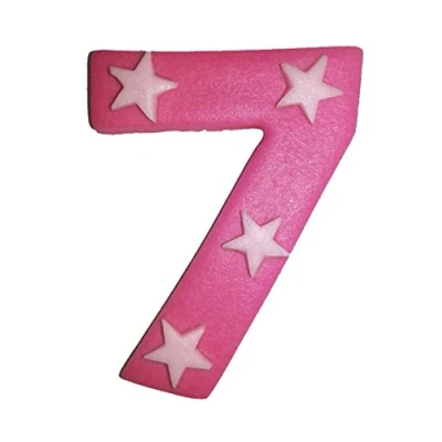 Abbildung von 6.5cm Rosa Zahl mit Sternen: 7