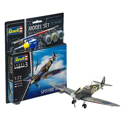 Abbildung von Revell Modellbausatz Flugzeug 1:72 Spitfire Mk.IIa im Maßstab 1:72, Level 3, originalgetreue Nachbildung mit vielen Details, , Model Set Basiszubehör, 63953