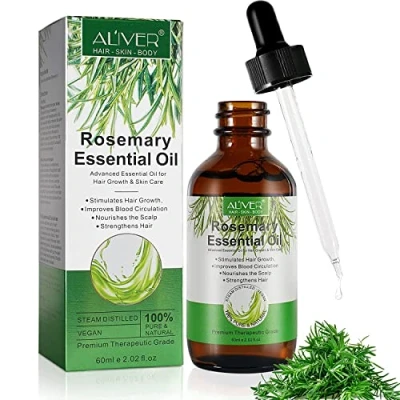 Abbildung von Rosmarinöl für Haarwachstum &amp; Hautpflege 100% reines ätherisches Augenbrauen und Wimpern, nährt die Kopfhaut, stimuliert das Männer Frauen (1er Pack 1x60ml)
