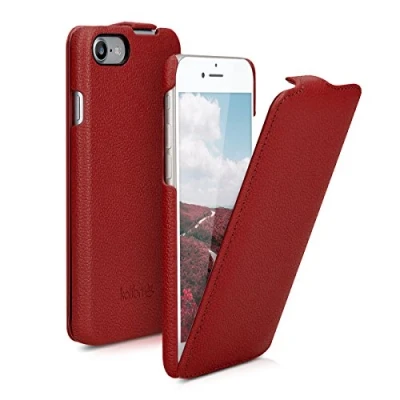 Abbildung von kalibri Flip Hülle Ultra Slim kompatibel mit Apple iPhone SE (2022) / (2020) 8 7 Leder Case Schutzhülle Tasche in Rot