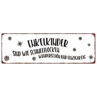 Abbildung von Interluxe METALLSCHILD Blechschild Enkelkinder SIND WIE Schneeflocken Geschenk Oma Opa Winter