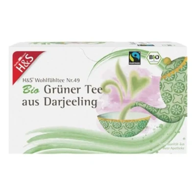 Abbildung von H&amp;S Bio Grüner Tee aus Darjeeling Filter 20X2 g
