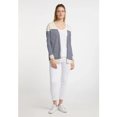 Abbildung von DREIMASTER Maritime Damen Strickjacke S / Off White Marine 100% Viskose