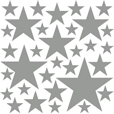 Abbildung von PREMYO 32 Sterne Wandsticker Kinderzimmer Mädchen Jungen Wandtattoo Wandaufkleber Selbstklebend Grau