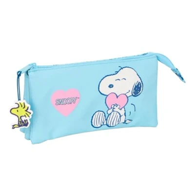 Abbildung von SNOOPY Love Federmäppchen für Kinder, ideal Kinder im Schulalter, bequem und vielseitig, Qualität Widerstandsfähigkeit, 22 x 3 12 cm, hellblau, M, Casual