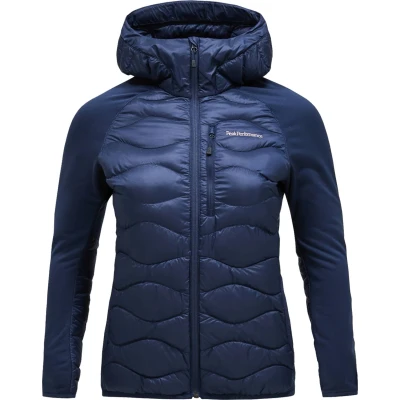 Abbildung von Peak Performance W Helium Hybrid HOOD Daunenjacke, Damen, Größe: Large, Dunkelblau