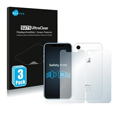 Abbildung von Savvies 6 Stück Schutzfolie für Apple iPhone XR (Display+Rückseite) Displayschutz Folie Ultra Transparent