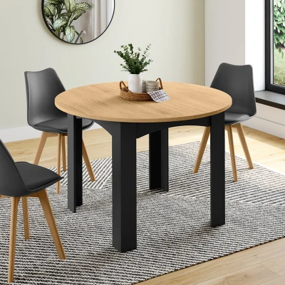 Abbildung von Runder Esstisch DONA 4 6 Personen schwarz Buchenholzplatte 110 cm IDMarket