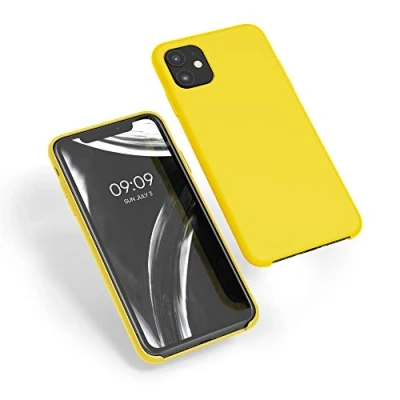 Abbildung von kwmobile Hülle kompatibel mit Apple iPhone 11 Silikon Handy Case Handyhülle weiche Oberfläche kabelloses Laden Strahlend Gelb